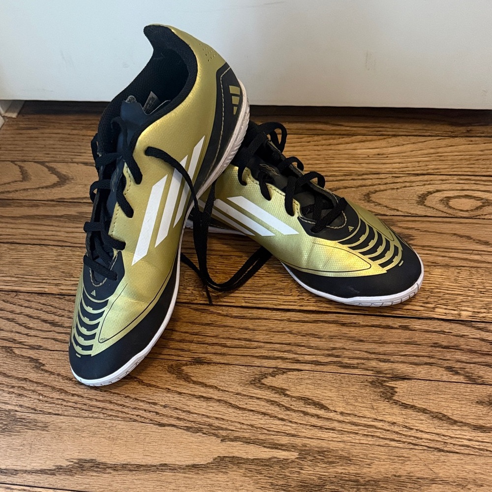 Adidas Messi Stylish Kids Gold and Black Sneakers